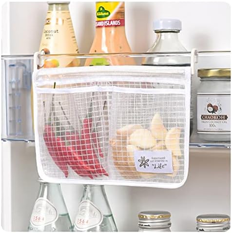 Sherxibo Home Kitchen Organizer Mesh Bag Refrigerador dentro da porta Classificação de armazenamento Malha de malha geladeira