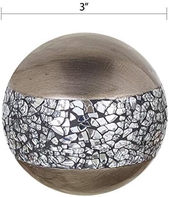 Aromas criativos Schonwerk Silver Decorative Orbs para tigelas e vasos resina bolas de esfera para viver, sala de jantar, mesa de café decoração - ótima ideia de presente