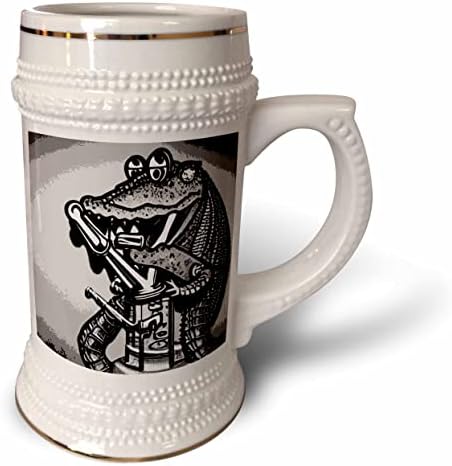 3drose fofo engraçado jacaré tocando trompete música Steam punk desenho - 22oz de caneca de Stein