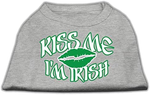 Mirage Pet Products 10 polegadas Beije-me, eu sou a camisa irlandesa de telas para animais de estimação, pequena, cinza