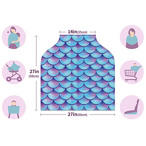 Capas de assento de carro para bebês Mermaid Padrão de peixe Cobertura de enfermagem Cobertura de lenço de amamentação