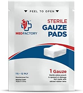 MedFactory 4 '' x 4 '' Gaze Pads para vestir-se de gaze de gaze de gaze para cuidados com feridas e kits de primeiros socorros-100