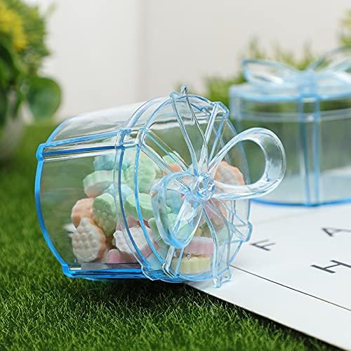 Polímero simples 12 PCs Caixas de doces de arco transparente Caixas de casamento cilíndricas plásticas Jarras caixas de armazenamento