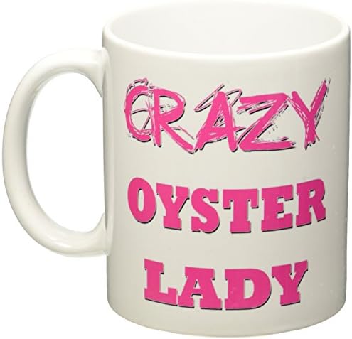 3drose Mug_175215_1 Crazy Oyster Lady Ceramic Caneca, 11 onças