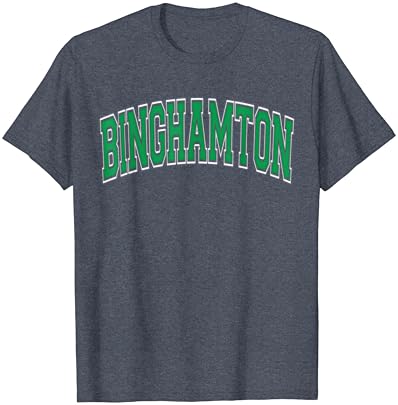 T-shirt de texto verde de estilo do time do colégio Binghamton NY New York