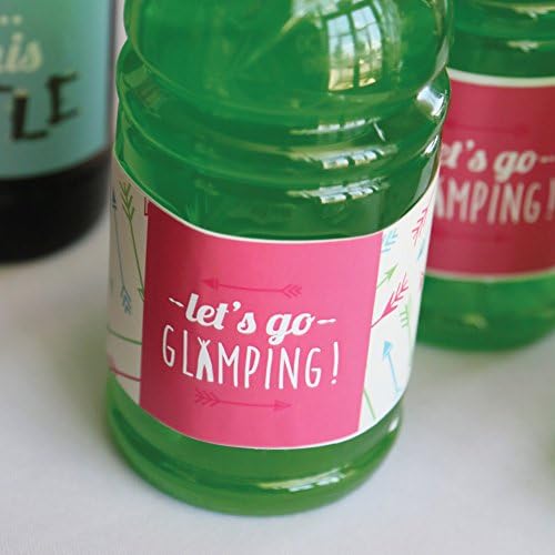 Let's Go Glamping - Camp Glamp Party ou Birthday Party Water Bottle Sticker Rótulos - Conjunto de 20