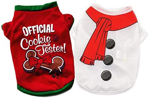 Ollypet Pack de 2 roupas de cachorro de Natal para cães - Papai Noel e fantasia de boneco de neve - roupas de camisa de natal para cães