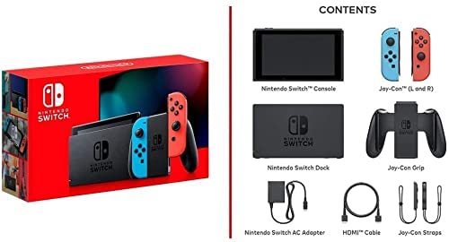Novo pacote de jogos de férias de luxo com switch: switch nintendo com neon azul e neon vermelho - 6,2 tela sensível