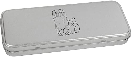 Azeeda 'Scottish Fold Cat' Metal Articled Stationery Tin / Storage Box