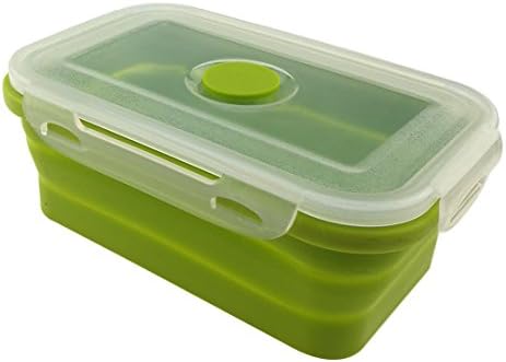 Caixa dobrável de silicone portátil de armazenamento de alimentos com tampa plástica de 500 ml de lancheira dobrável para piquenique ao ar livre
