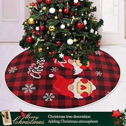 Orencol de Natal Gnomo Buffalo Salia de árvore de Natal 36 polegadas Floco de neve vermelho preto xmas de férias de férias