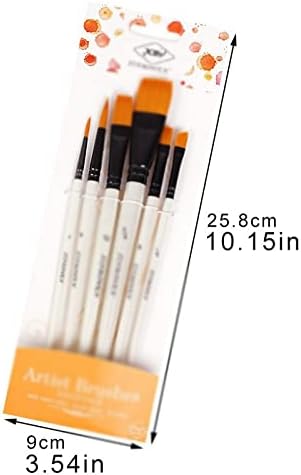 Liruxun 6 pincéis de tinta para aquarela de nylon manga de capilar de abrasador de propileno Artigos de escova