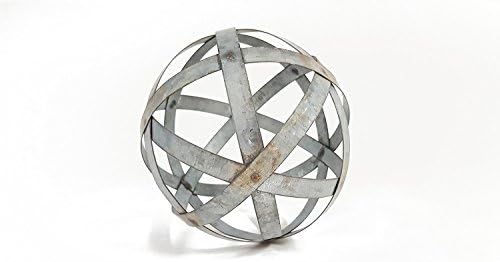 Esfera decorativa de metal para decoração de casa - bandas galvanizadas angustiadas, pintadas à mão, bolas decorativas modernas