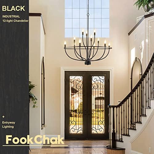 Faokchak 12 Light Black Candelier Candelier lustre de lustrista lustre de sala de jantar sobre a mesa para sala de estar, ilha