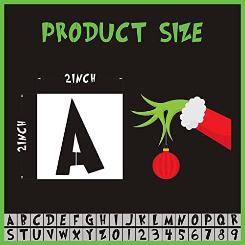 36 peças de natal Grinch letra estêncils reutilizáveis ​​Número de carta Grinch Modelos de estêncil de estêncil de Natal