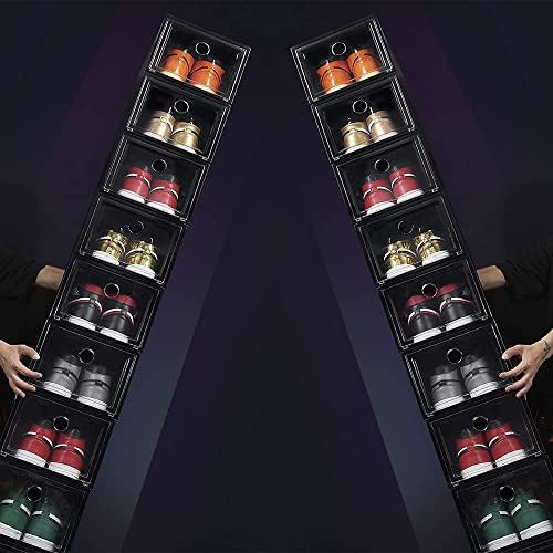 MUKIRAN HOME Caixas de armazenamento de sapatos de 24 pacotes, caixa de sapatos empilhável plástico transparente, tipo de adição