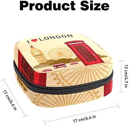 Eu amo os símbolos de Londres Big Ben Ben Sanitary Napkin Storage Bag, tampões colecionaram bolsa de suporte, kit de primeiro