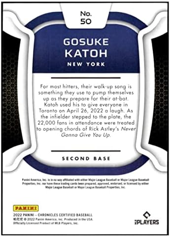 Gosuke Katoh RC 2022 Panini Chronicles Certified /99 Blue #50 ROOKIE METS NM+ -MT+ MLB Baseball