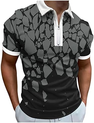 2023 Novo masculino Summer Digital 3D Impressão Fashion Poster Holiday Beach Lapeel Zipper Short Sleeve camiseta camiseta