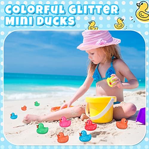 Glitter Rubber Duck Toy Toy Duckies For Kids Colorful Glitter Mini Ducks Neon Color Bathy Bathy Bathy para presentes
