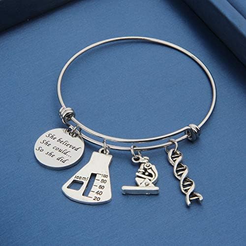 Biologia Ensianth Biologia Bracelet Gift for Science Graduation Microscope Charms Bangle