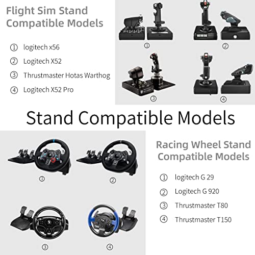 Marada Stand e Flight SIM Stand compatível com o Thrustmaster Hotas Warthog, Logitech G25 G27 G29 G920 Rodas dobráveis ​​ajustáveis, pedais, acelerador, joystick não incluído