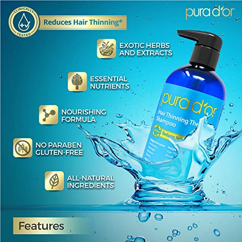 Pura d'Or Hair Rainning Therapy Terapia Biotina Shampoo Vanilla Lavanda perfume com óleo de argan, bloqueadores de DHT de ervas,