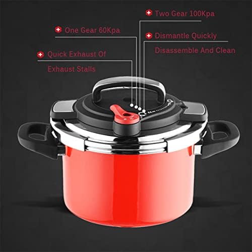 2 Ajuste da engrenagem Ponela de pressão de aço inoxidável, com válvula de liberação com panela de pressão de uma mão, compatível com fogão a gás e indução, adequado para cozinha/casa