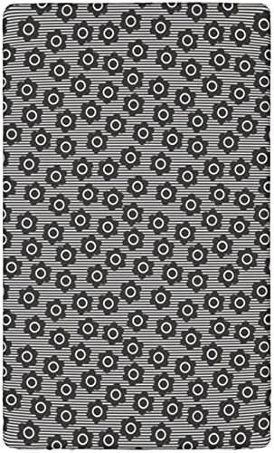 Folhas de mini-berço com tema de faixa, mini-berço portáteis lençóis de colchão de criança macia folhas de berço para menino ou menino, 24 x38, carvão branco