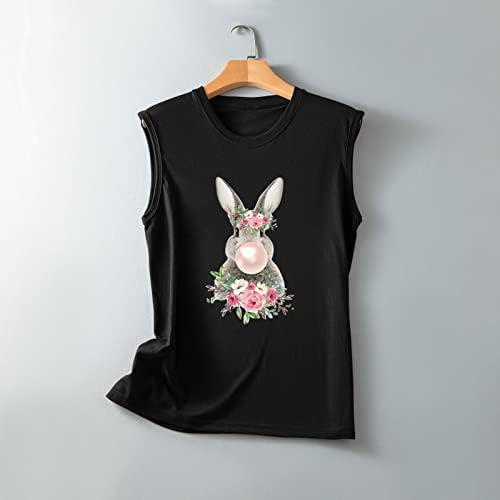 Camisa de Páscoa para mulheres fofas de impressão de coelho