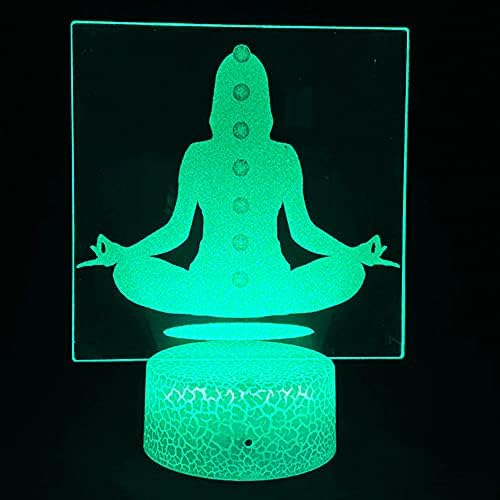 3D Resumo Yoga Night Light Led Touch Decor Decor Decor de mesa Lâmpadas de ilusão óptica 7 Luzes de alteração de cor