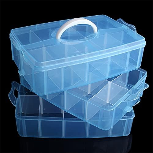 Zly de 3 camadas de 3 camadas de plástico de jóias de plástico recipiente de armazenamento com divisores ajustáveis ​​30 （Grande） grades