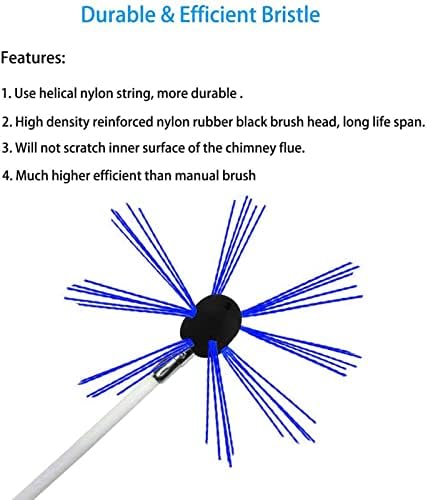 Kit de varredura de chaminé Ningmengfeng, Chimney Cleaning Brush Tool Kit de broca rotativa acionamento com 8/10/12 Hastes flexíveis de nylon