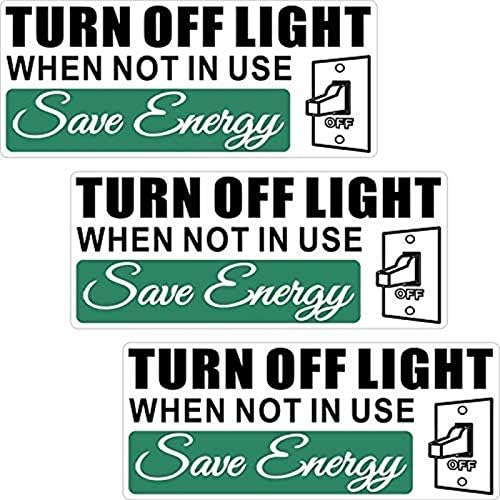 Impresso em vinil adesivo transparente, sem fundo - externo/interno 5.2 x 2,2 - desligue a luz quando não estiver em uso, economize energia - aviso de alcance.
