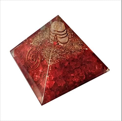 Purpledip Red Jasper Orgone Pirâmide com Crystal Quartz Haste: Boa sorte Charme de cura, Pedra de Cristal Espiritual Divina