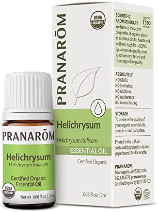 Pranarom - Óleos essenciais de helichrysum, óleo orgânico certificado de helichrysum, óleo essencial de helichrysum orgânico para cuidados com a pele, óleo essencial de água destilado helichrysum itálico, 2ml
