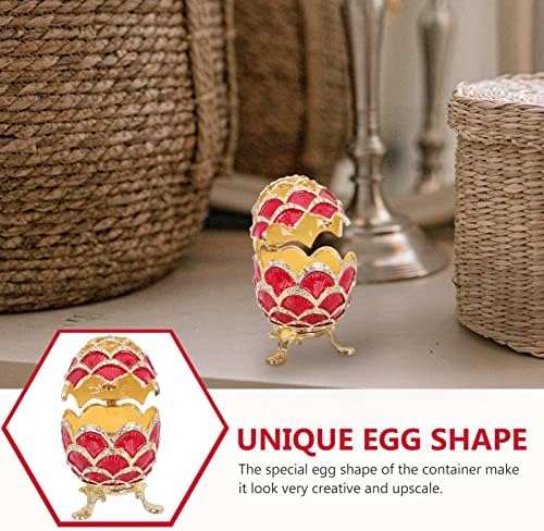 Caixa de jóias de esmalte Caixa de bugiganga com articulação elegante em forma de ovo para colar para o anel de colar para o recipiente de caixa de armazenamento de páscoa Favor