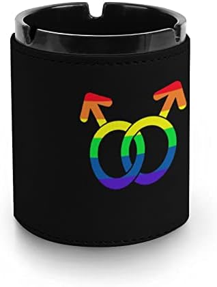 Gay Love LGBT Prode Leather Ashtray para cigarros redondo bandejas de cinzas para escritório em casa e restaurantes