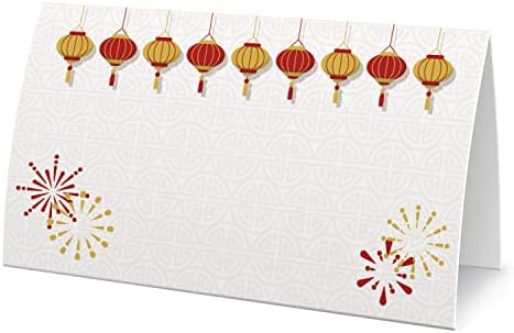 Rótulos chineses de tendas de comida de ano novo - Cartões de lugar para o ano novo chinês, cartões de mesa de mesa, mesas de banquete, rótulo de alimentos buffet, festa de ano novo chinês-