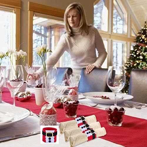 Moonring 4pcs de natal guardanapo titular com Papai Noel Belts Buckle Dinner Decorations Supplies