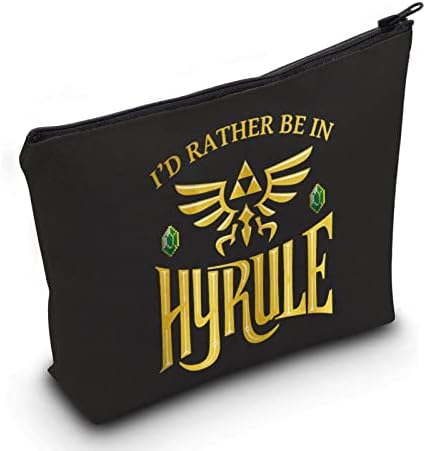 Games de cartoon de cartoon Games Cosmetic Bag Gamer Inspired Gree que eu prefiro estar em Hyrule Makeup Zipper bolsa bolsa