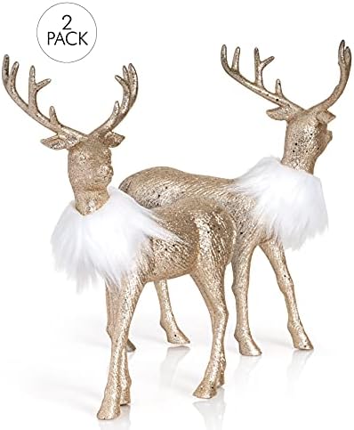 Ornatividade Gold Glitter Christmas Reandeer - Festas de férias para festas de veado Decoração Decorations Decorations - pacote de