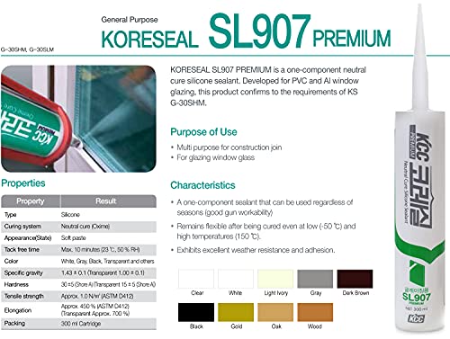 Roserosa Koreal Multi Fins Sealant SL907 Premium Silicone Caulk Sealing of General Glazing.