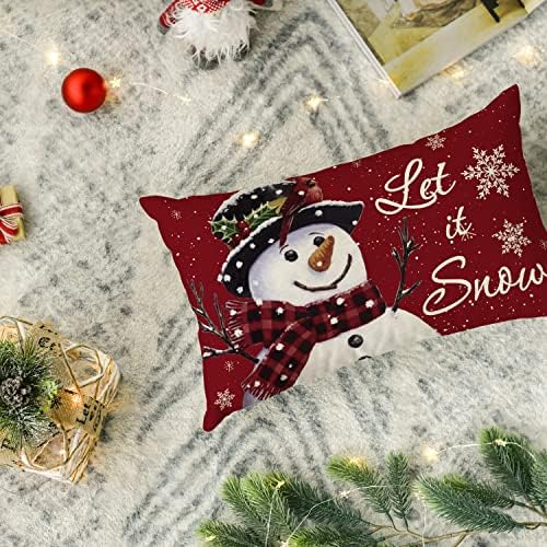 Avoin ColorLife Let It Snow Snowman Christmas Throw Pillow Capa, 12 x 20 polegadas Caso de almofada de feriado de inverno