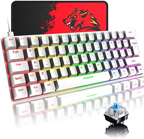 Selors 60% Teclado de jogo mecânico Tipo C Tipo C Firado 62 Tectas LED LIDA BENÇÃO TECLADO DE BENÇÃO USB INSB 22 CHROMA RGB Luz de fundo Full Anti-Ghosting Keys Compatível com PS4/PS5/Xbox/Pc