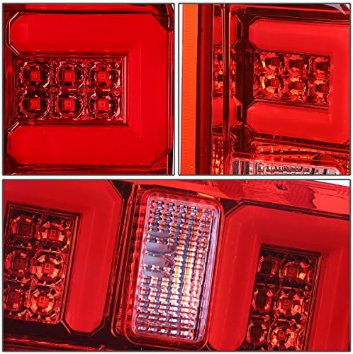 Pacote de luzes traseiras de LED 3D com a terceira lâmpada de freio compatível com Chevy Silverado 1500 2500HD 3500HD 14-19, Habitação cromada Lente vermelha