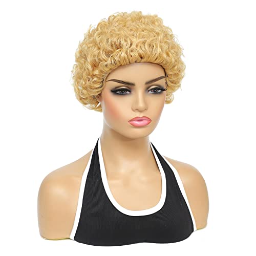 Ilicy curta Curada Cabelo Humano Pixie Cut Wigs para Machine Black Women não fazia peruca de renda perucas de cabelo