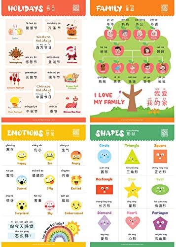 N/ A/ Aprenda chinês para o conjunto de pôsteres de crianças. Bilíngue com chinês-inglês. Para crianças, crianças pequenas