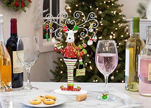 Mark Feldstein & Associates Rena Tree Silver Tone 13 x 9 Resina Pedra Christmas Wine Glass Marker Charms de 12