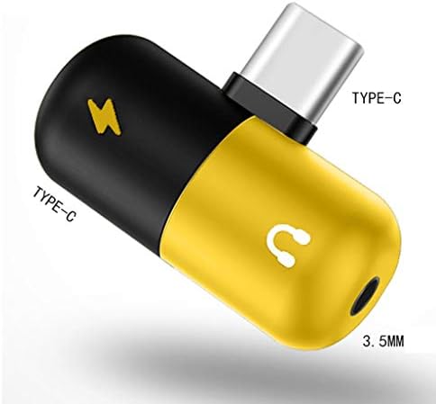 Zhuhw 2 em 1 Tipo C a 3,5 mm fone de ouvido Adaptador auxiliar Adaptador recarregável Adaptador de cabo de áudio USB Adaptador de fone de ouvido Splitter